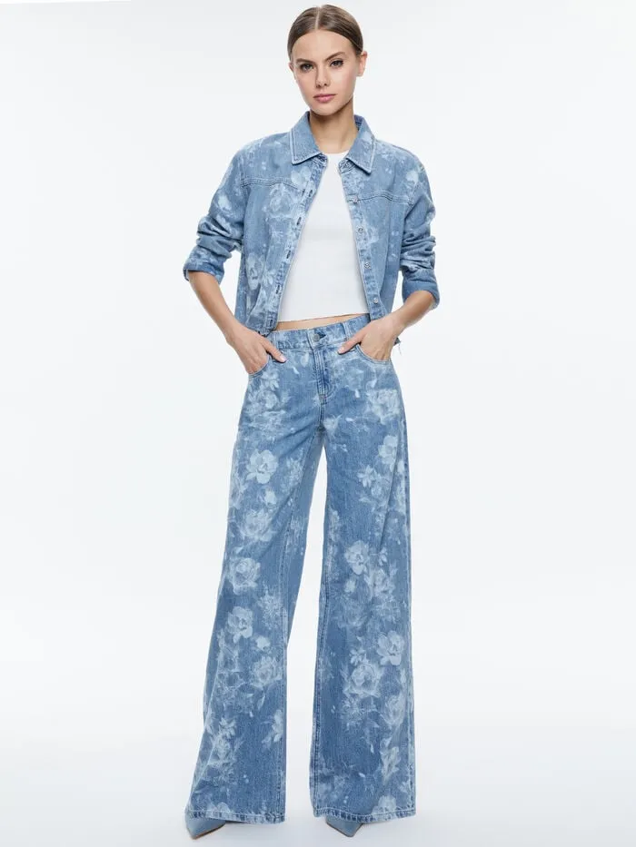 Alice Olivia TOPS WOMEN FINELY RAW HEM BUTTON DOWN Lotus Floral