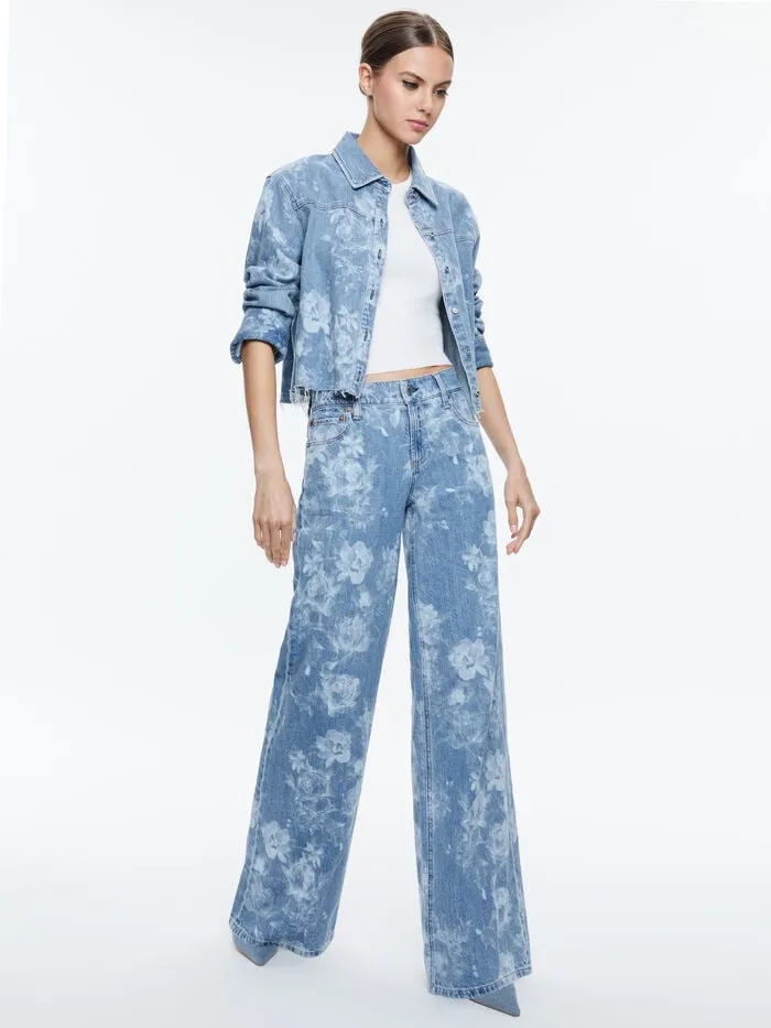 Alice Olivia TOPS WOMEN FINELY RAW HEM BUTTON DOWN Lotus Floral
