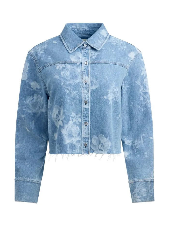 Alice Olivia TOPS WOMEN FINELY RAW HEM BUTTON DOWN Lotus Floral