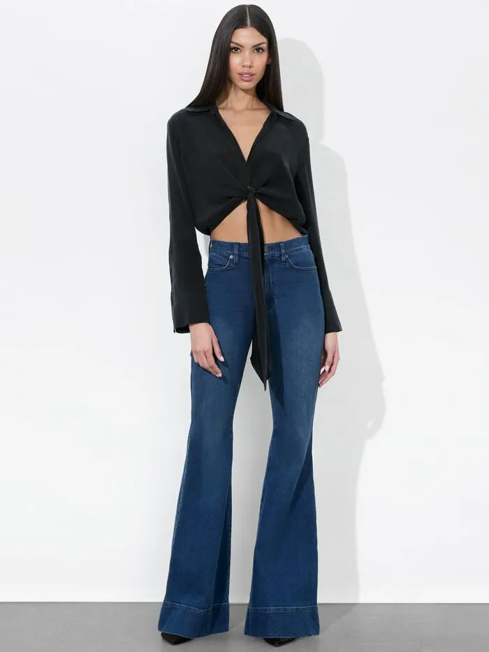 Alice Olivia TOPS WOMEN HANNON TIE FRONT BLOUSE Black