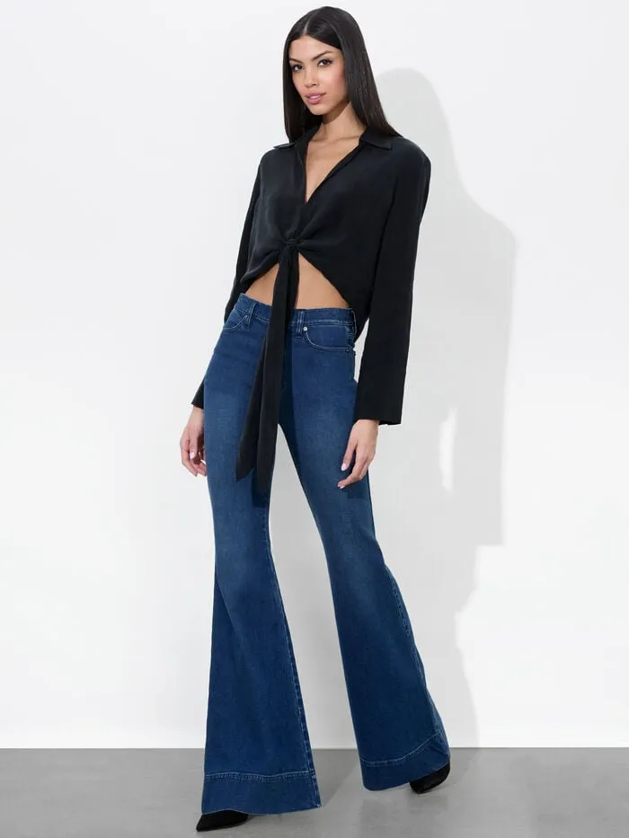 Alice Olivia TOPS WOMEN HANNON TIE FRONT BLOUSE Black