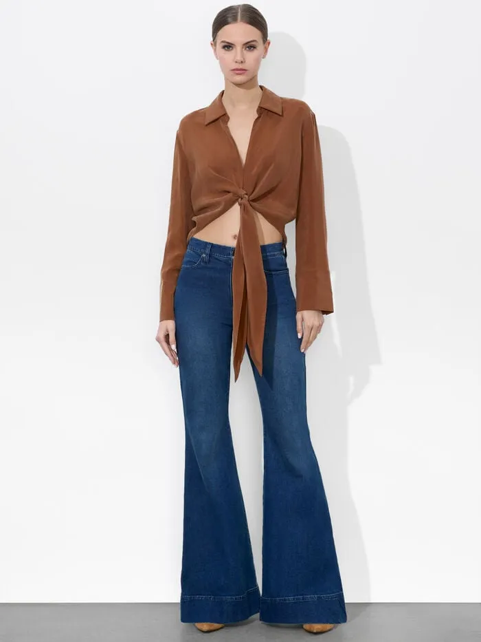 Alice Olivia TOPS WOMEN HANNON TIE FRONT BLOUSE Camel