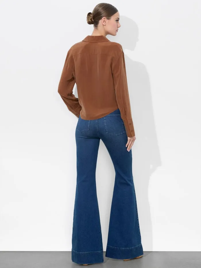 Alice Olivia TOPS WOMEN HANNON TIE FRONT BLOUSE Camel
