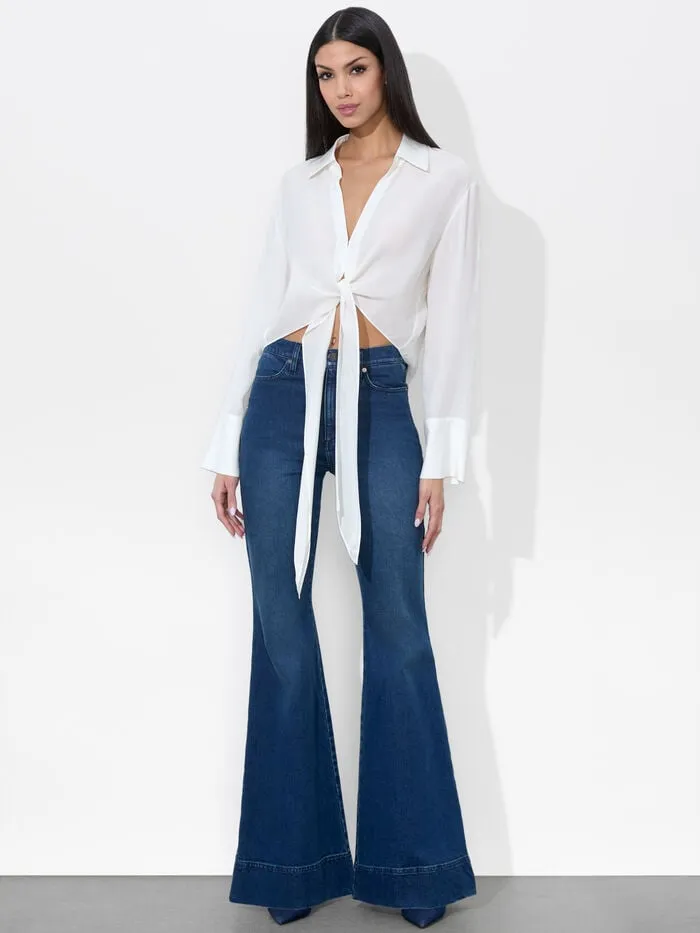 Alice Olivia TOPS WOMEN HANNON TIE FRONT BLOUSE Off White