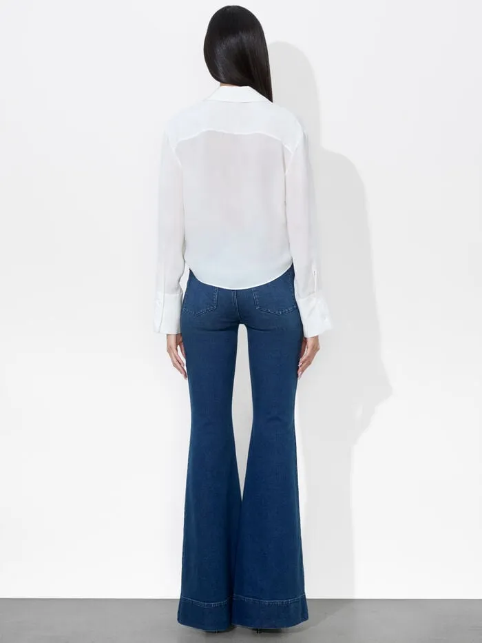 Alice Olivia TOPS WOMEN HANNON TIE FRONT BLOUSE Off White