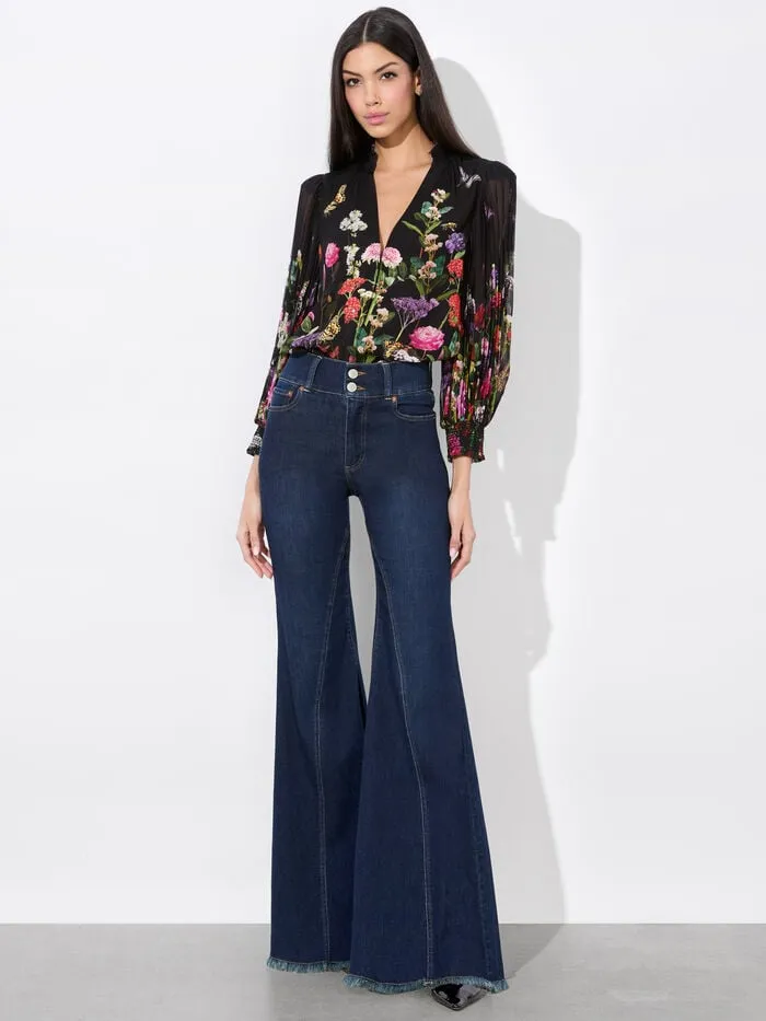 Alice Olivia TOPS WOMEN ILAN BUTTON FRONT BLOUSE Secret Garden