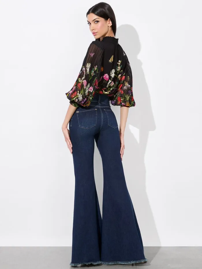 Alice Olivia TOPS WOMEN ILAN BUTTON FRONT BLOUSE Secret Garden