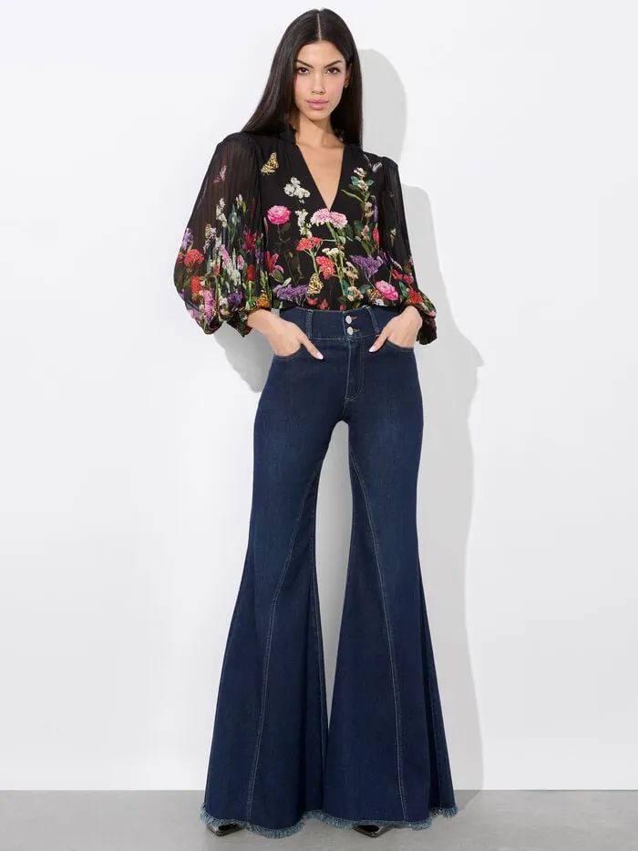 Alice Olivia TOPS WOMEN ILAN BUTTON FRONT BLOUSE Secret Garden