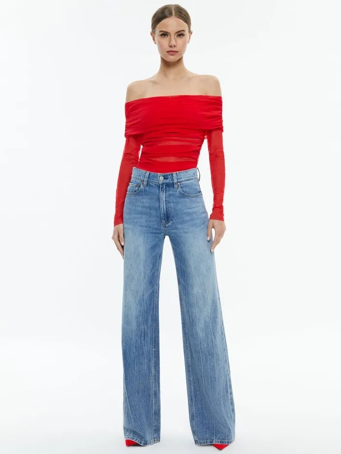 Alice Olivia TOPS WOMEN ISADOLA TOP Bright Ruby