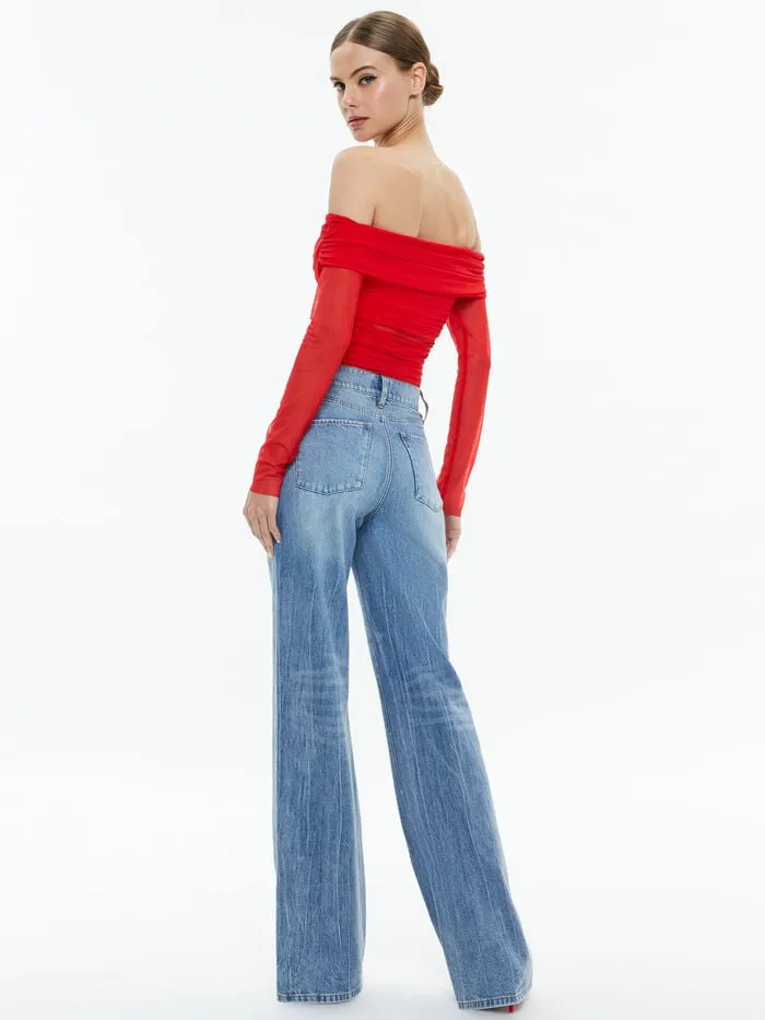 Alice Olivia TOPS WOMEN ISADOLA TOP Bright Ruby