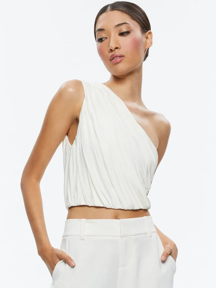Alice Olivia TOPS WOMEN JEANE DRAPED CROPPED TOP Off White