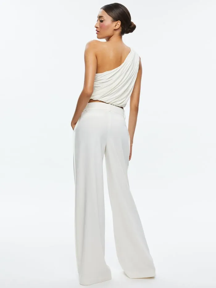 Alice Olivia TOPS WOMEN JEANE DRAPED CROPPED TOP Off White