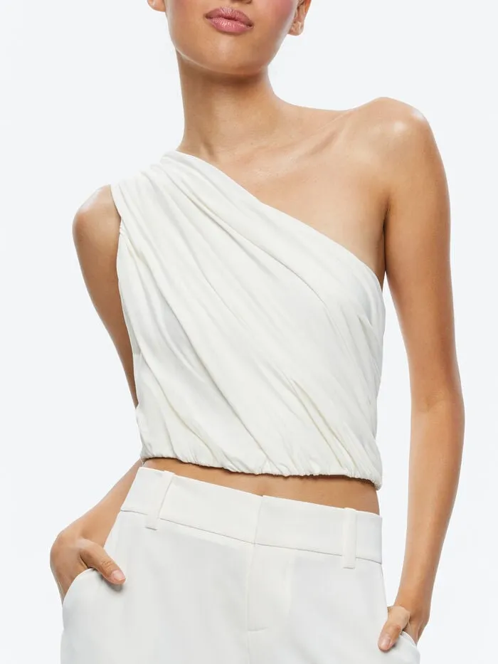 Alice Olivia TOPS WOMEN JEANE DRAPED CROPPED TOP Off White