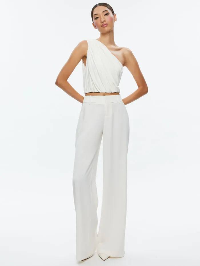 Alice Olivia TOPS WOMEN JEANE DRAPED CROPPED TOP Off White