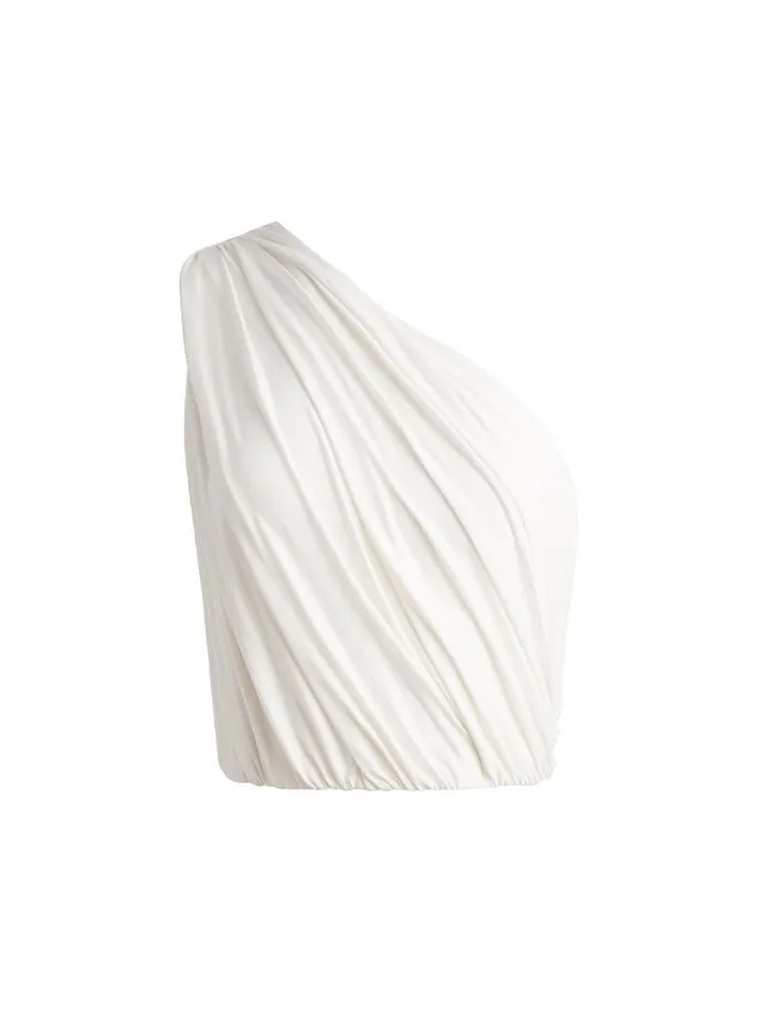 Alice Olivia TOPS WOMEN JEANE DRAPED CROPPED TOP Off White
