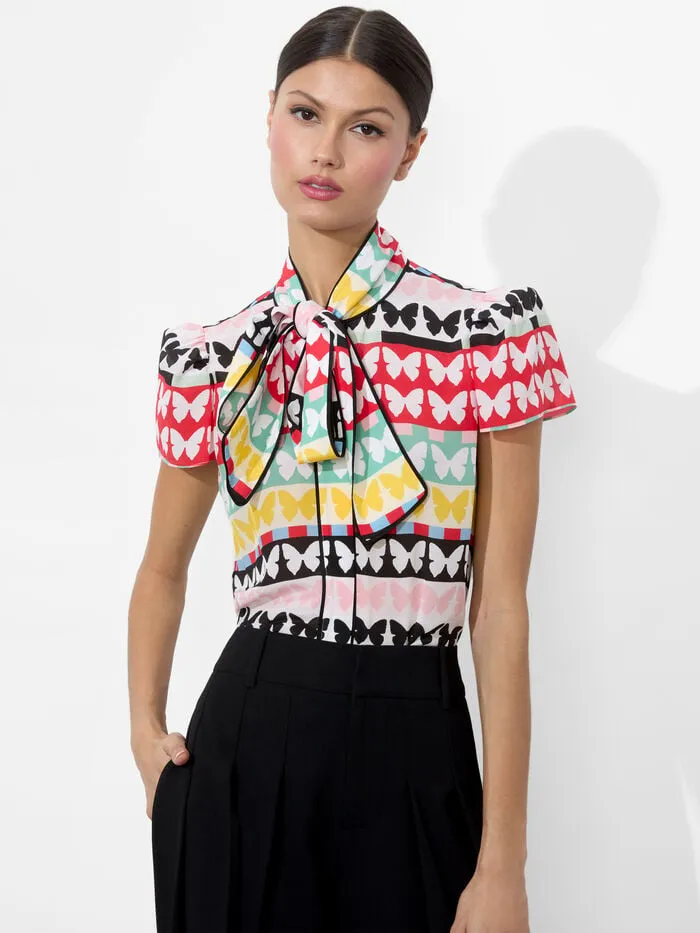 Alice Olivia TOPS WOMEN JEANNIE BUTTON DOWN Flutters