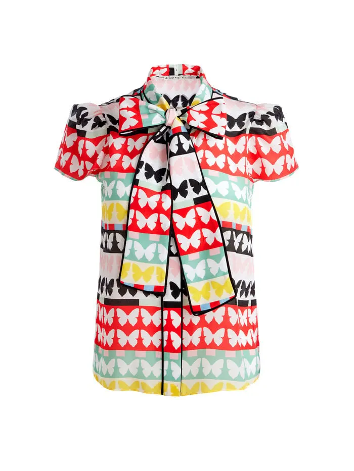 Alice Olivia TOPS WOMEN JEANNIE BUTTON DOWN Flutters