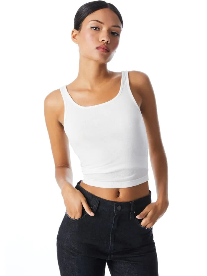 Alice Olivia TOPS WOMEN JEMI RIBBED TANK Off White