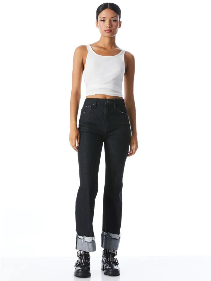 Alice Olivia TOPS WOMEN JEMI RIBBED TANK Off White