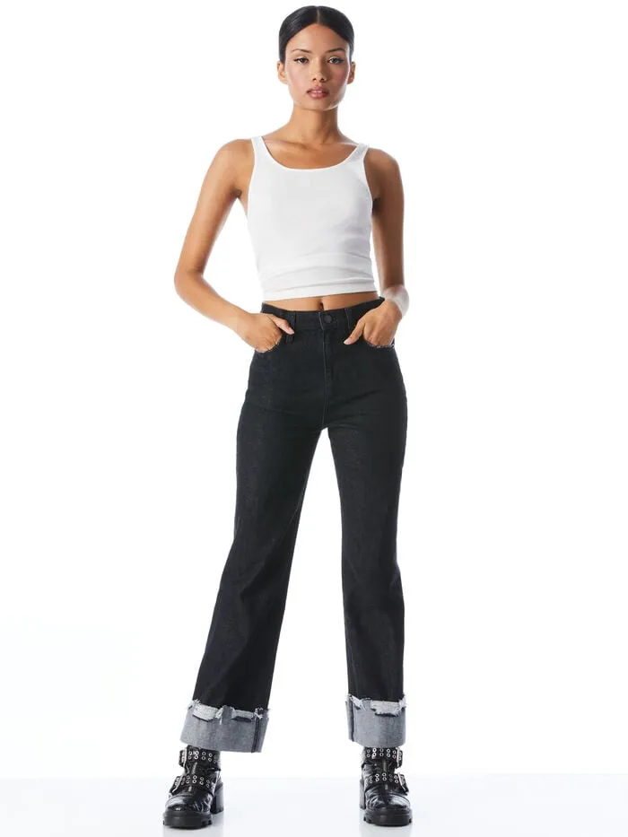 Alice Olivia TOPS WOMEN JEMI RIBBED TANK Off White