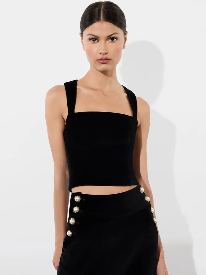 Alice Olivia TOPS WOMEN KERIA VELVET TANK Black