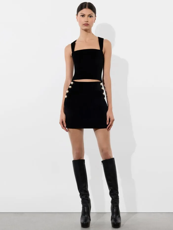 Alice Olivia TOPS WOMEN KERIA VELVET TANK Black