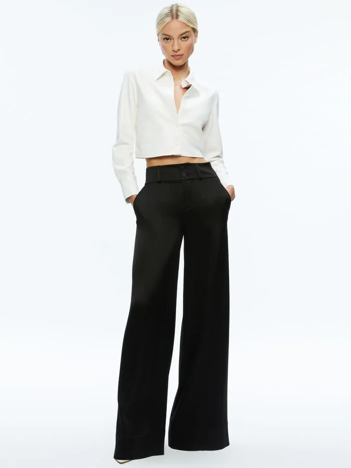 Alice Olivia TOPS WOMEN LEON VEGAN CROP TOP Off White