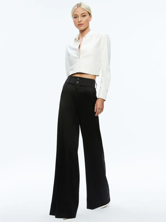 Alice Olivia TOPS WOMEN LEON VEGAN CROP TOP Off White