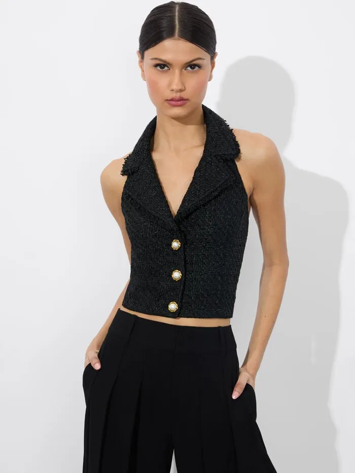 Alice Olivia TOPS WOMEN MERI HALTER VEST Black