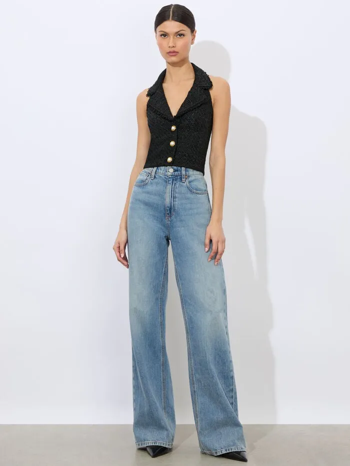 Alice Olivia TOPS WOMEN MERI HALTER VEST Black