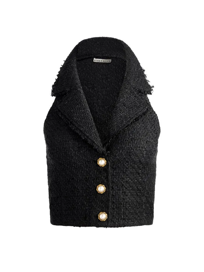 Alice Olivia TOPS WOMEN MERI HALTER VEST Black