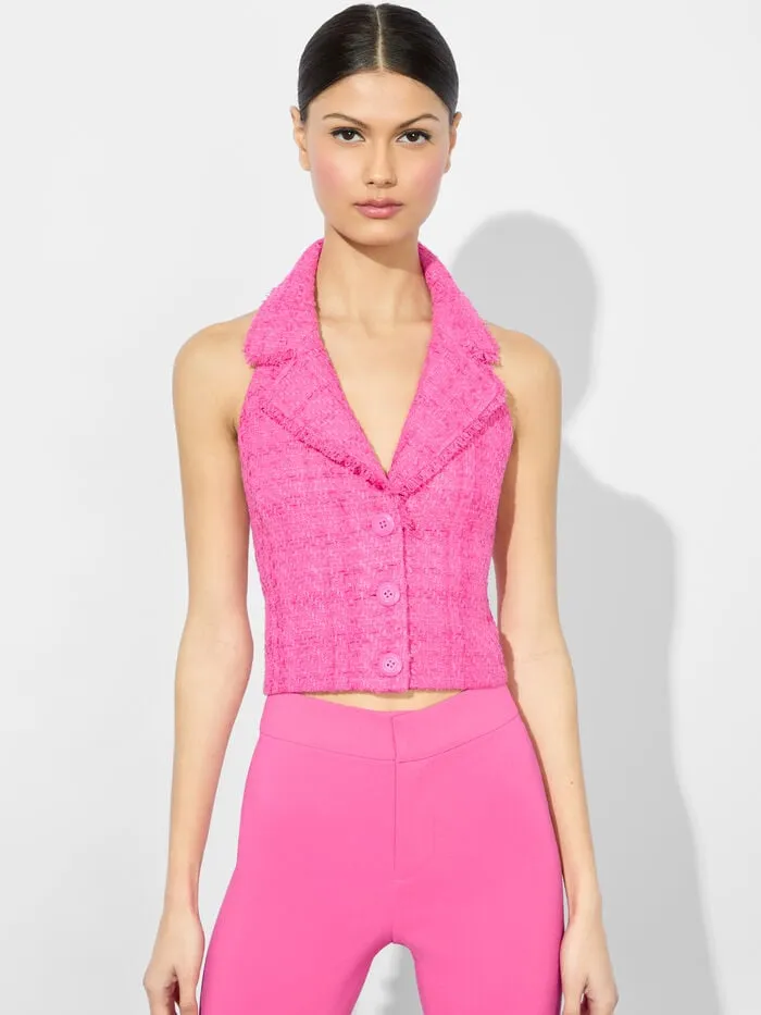 Alice Olivia TOPS WOMEN MERI HALTER VEST Wild Pink