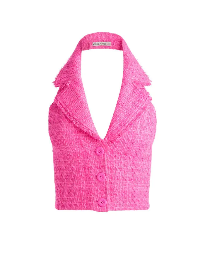 Alice Olivia TOPS WOMEN MERI HALTER VEST Wild Pink