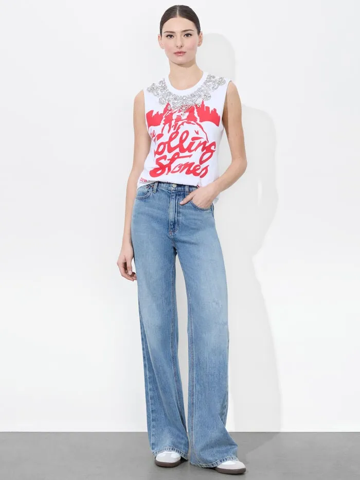 Alice Olivia TOPS WOMEN MICAH MUSCLE TANK Off Whiteandmulti