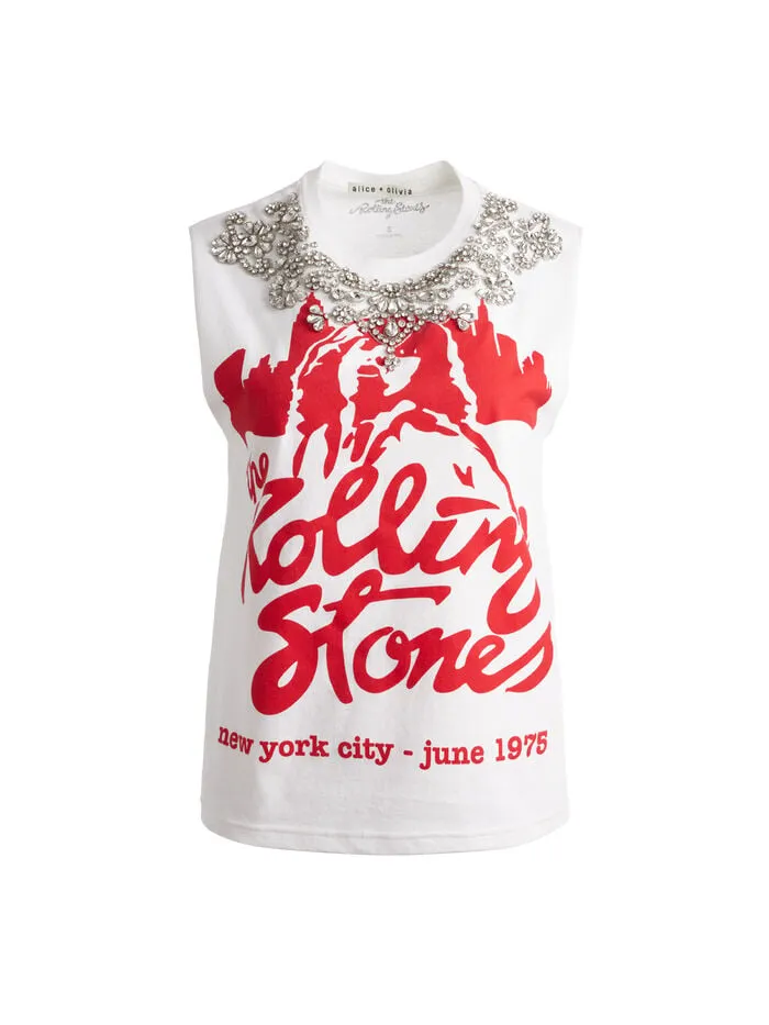 Alice Olivia TOPS WOMEN MICAH MUSCLE TANK Off Whiteandmulti