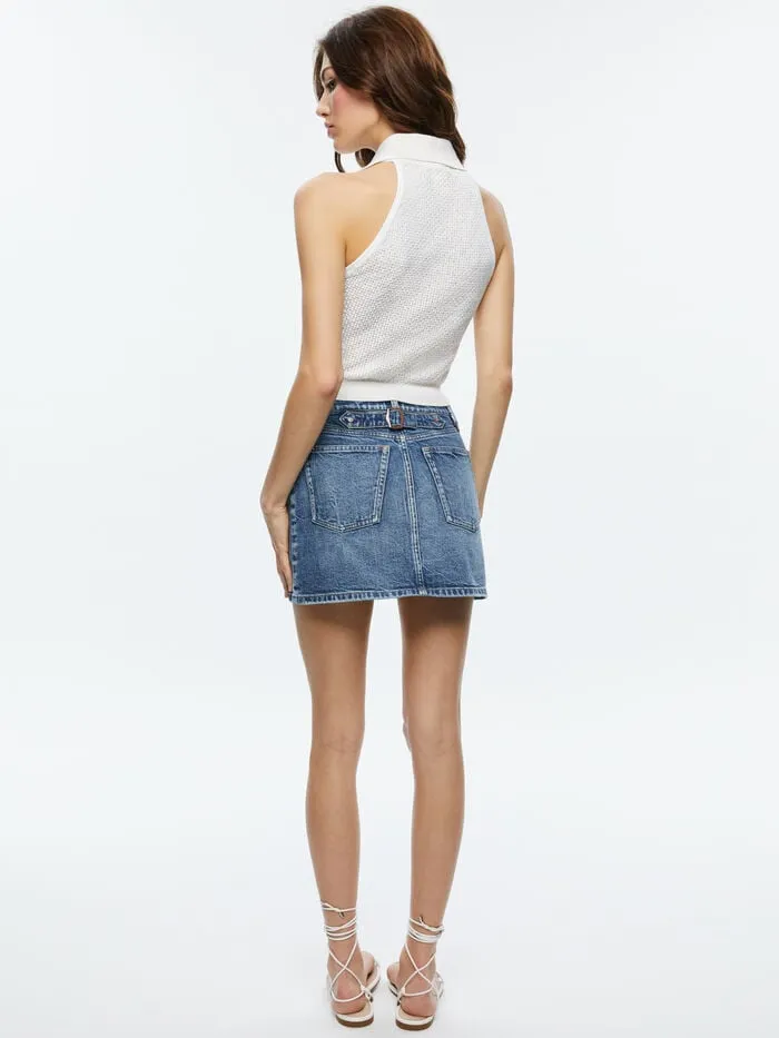 Alice Olivia TOPS WOMEN MILES COLLARED TANK Soft White