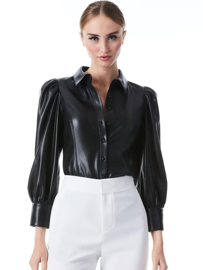 Alice Olivia TOPS WOMEN NADINE VEGAN TOP Black