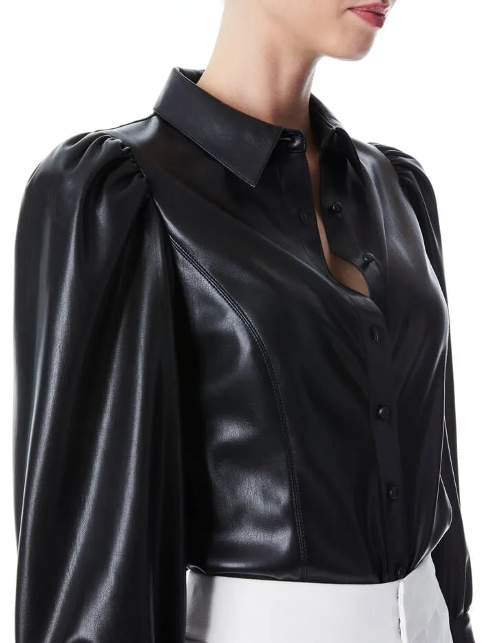 Alice Olivia TOPS WOMEN NADINE VEGAN TOP Black
