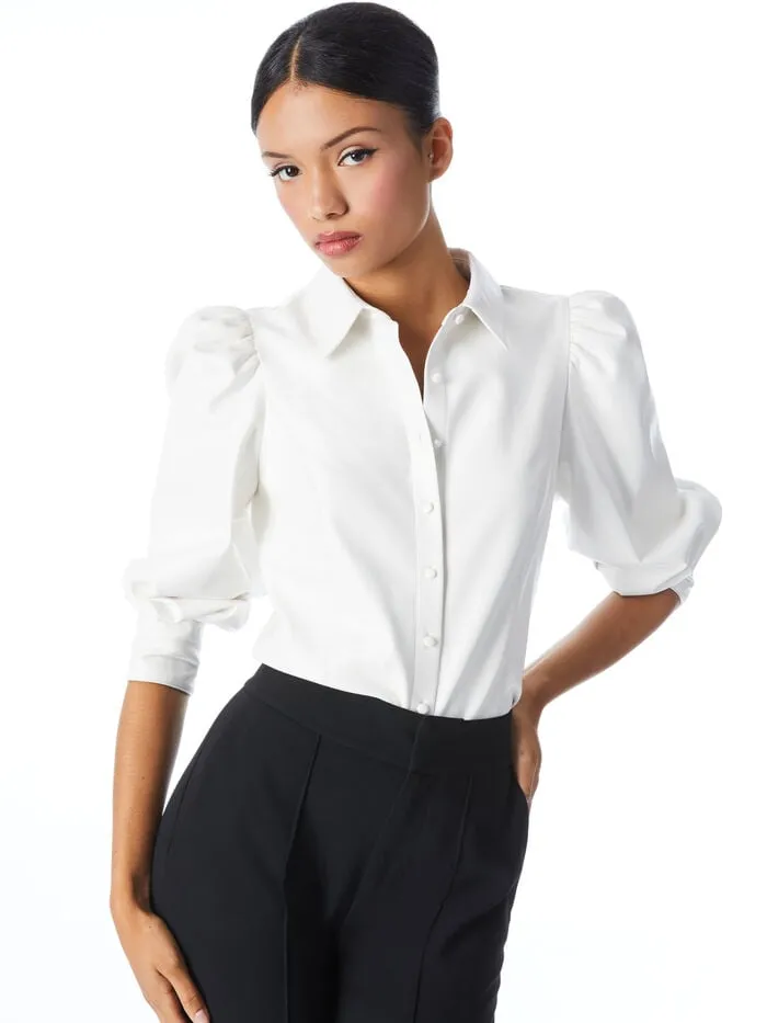 Alice Olivia TOPS WOMEN NADINE VEGAN TOP Off White