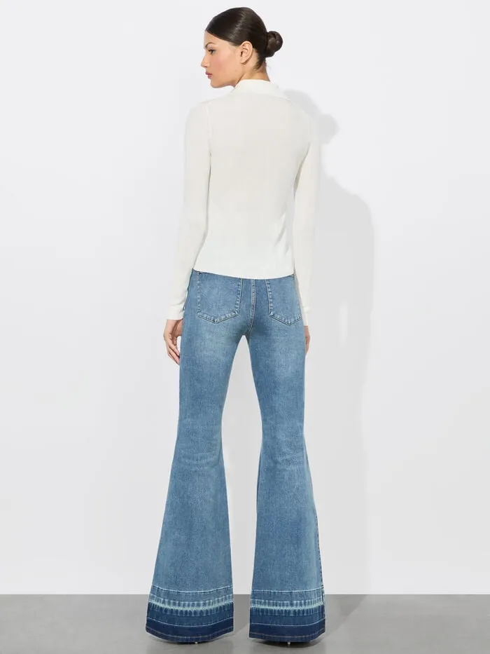 Alice Olivia TOPS WOMEN NEALIE RIBBED POLO Soft White