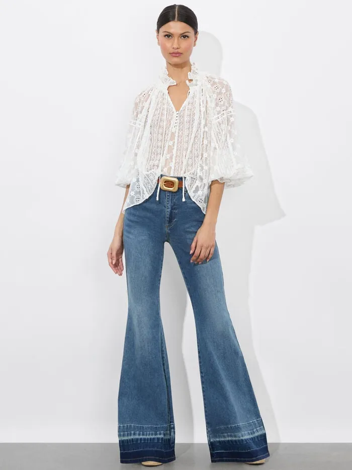 Alice Olivia TOPS WOMEN NORAH EYELET BLOUSE Off White
