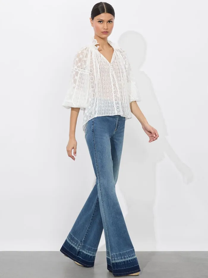 Alice Olivia TOPS WOMEN NORAH EYELET BLOUSE Off White