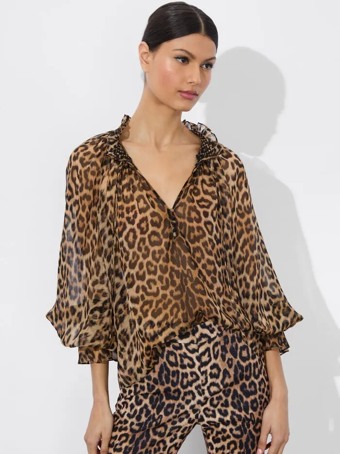 Alice Olivia TOPS WOMEN NORAH LEOPARD BLOUSE Catwalk