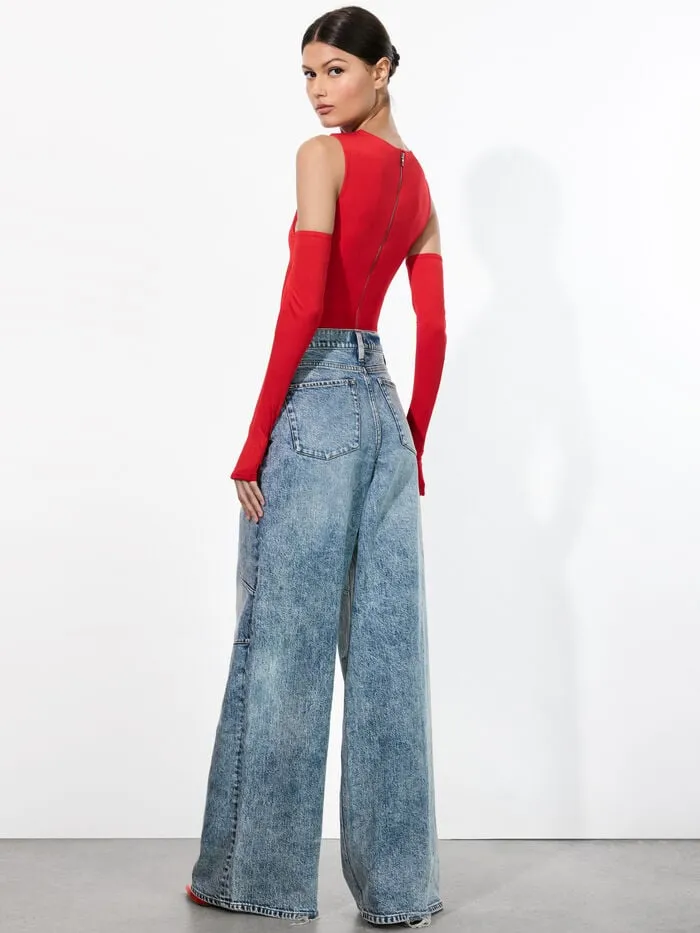 Alice Olivia TOPS WOMEN OLEA SCULPTING BODYSUIT Bright Ruby