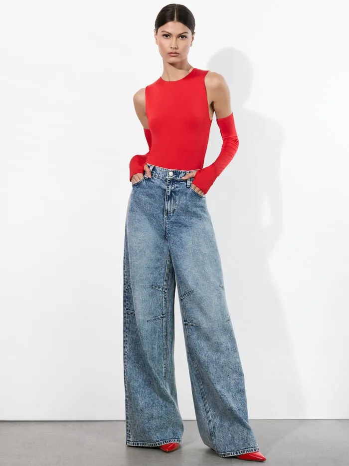 Alice Olivia TOPS WOMEN OLEA SCULPTING BODYSUIT Bright Ruby