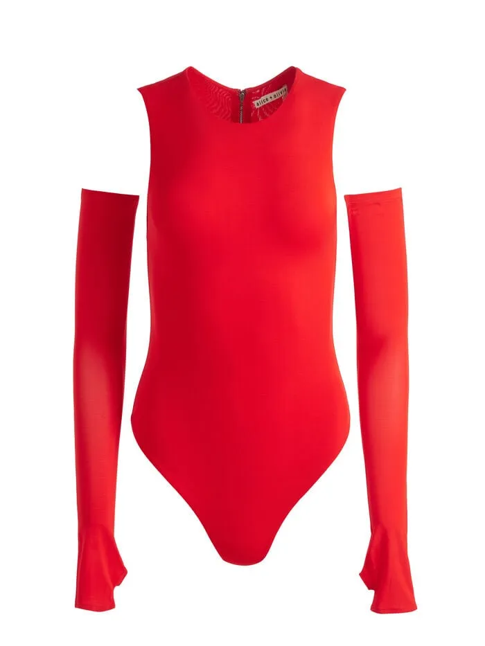 Alice Olivia TOPS WOMEN OLEA SCULPTING BODYSUIT Bright Ruby