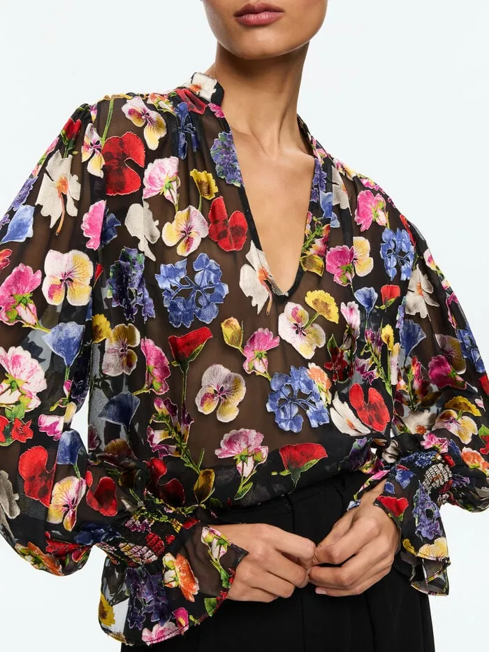 Alice Olivia TOPS WOMEN ONICA COLLARED BLOUSE Timeless Blossom