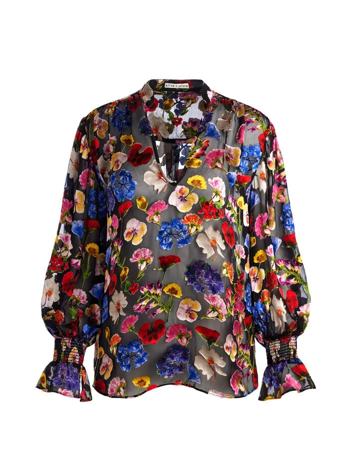 Alice Olivia TOPS WOMEN ONICA COLLARED BLOUSE Timeless Blossom