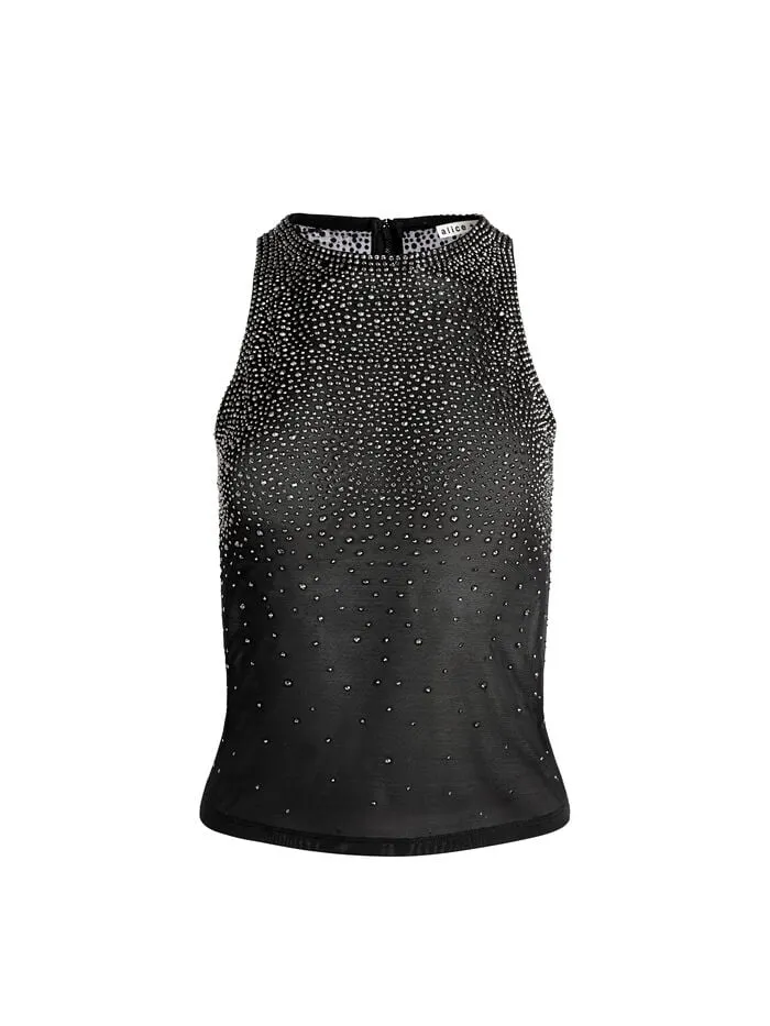 Alice Olivia TOPS WOMEN PANIA EMBELLISHED TOP Black