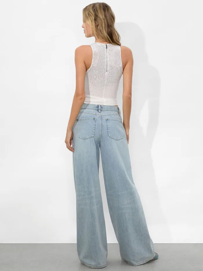 Alice Olivia TOPS WOMEN PANIA EMBELLISHED TOP Off Whiteandcrystal